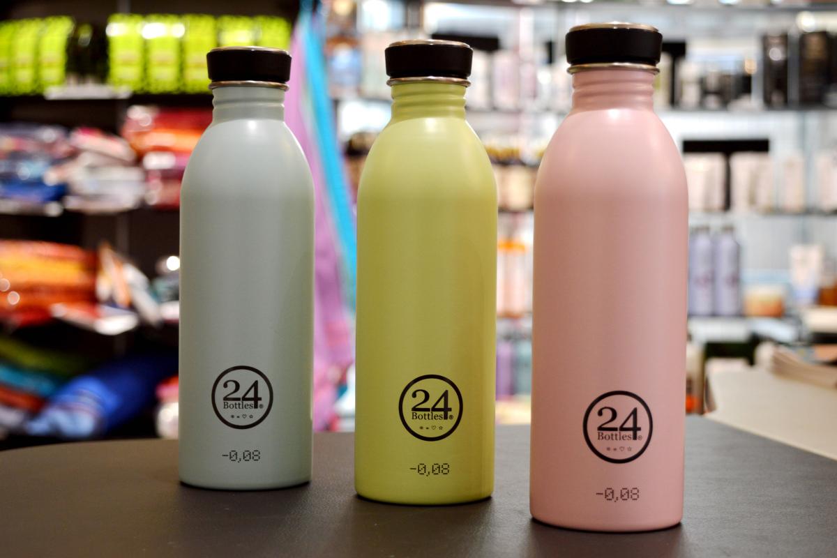 24bottles in den neuen Frühlingsfarben zuckerlrosa, lindgrün und blassblau