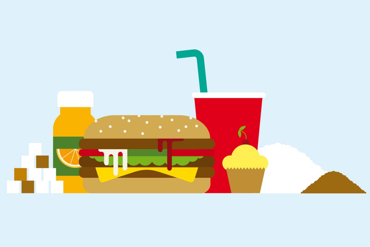 Illustration zuckerhaltiges Essen