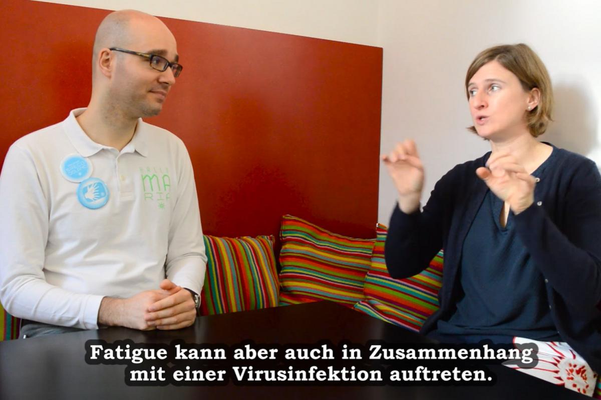 Titelbild ÖGS-Video zu Fatigue als Teil der psychischen Gesundheit mit Mag. Sreco Dolanc und Mag. Stephanie Häfele- Hausmann