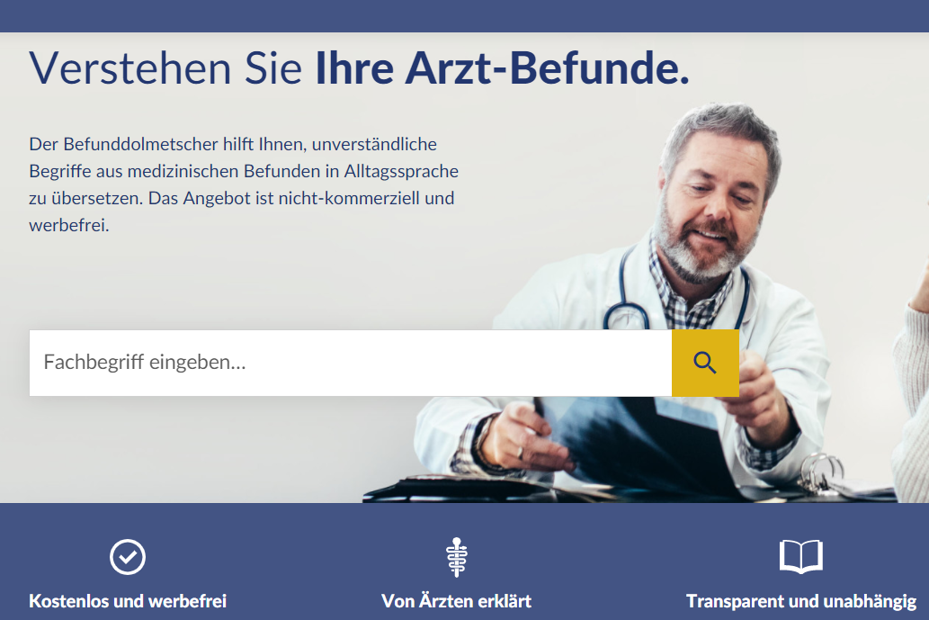 Screenshot befunddolmetscher.de