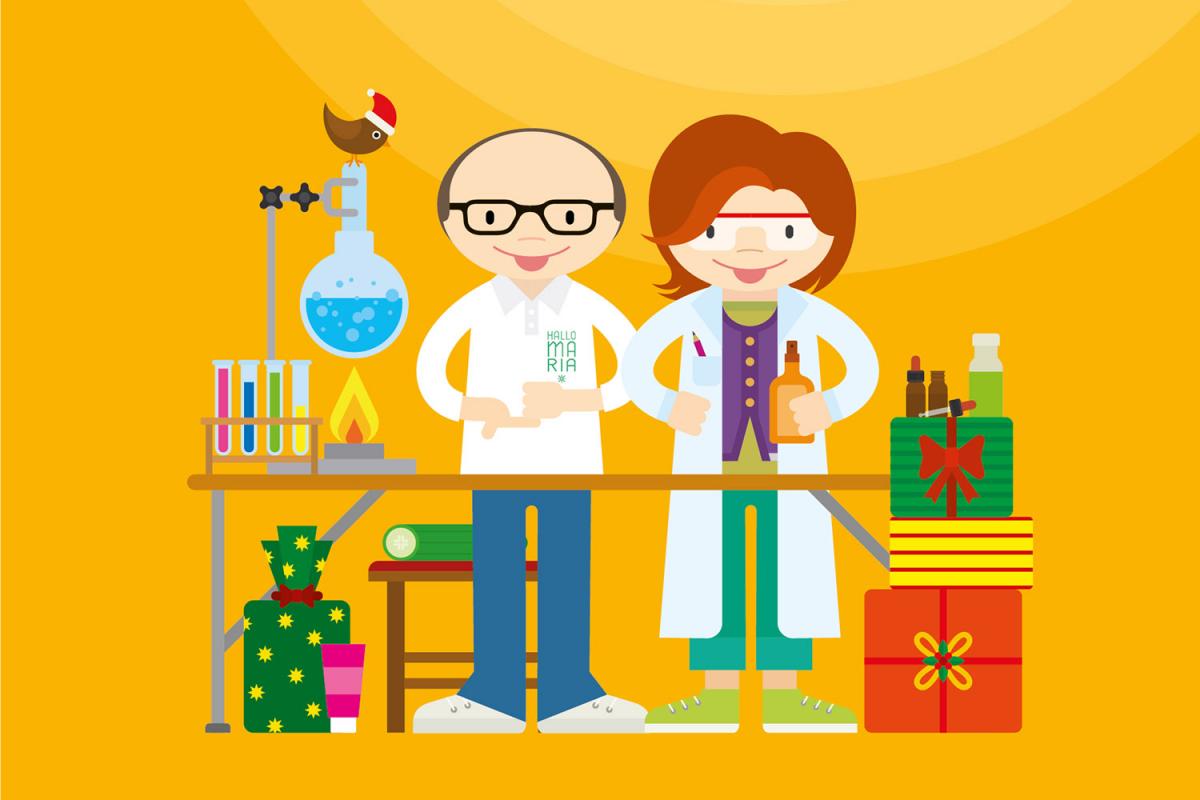 Illustration der Workshops im Labor der Marien Apotheke von Rike Hofmann