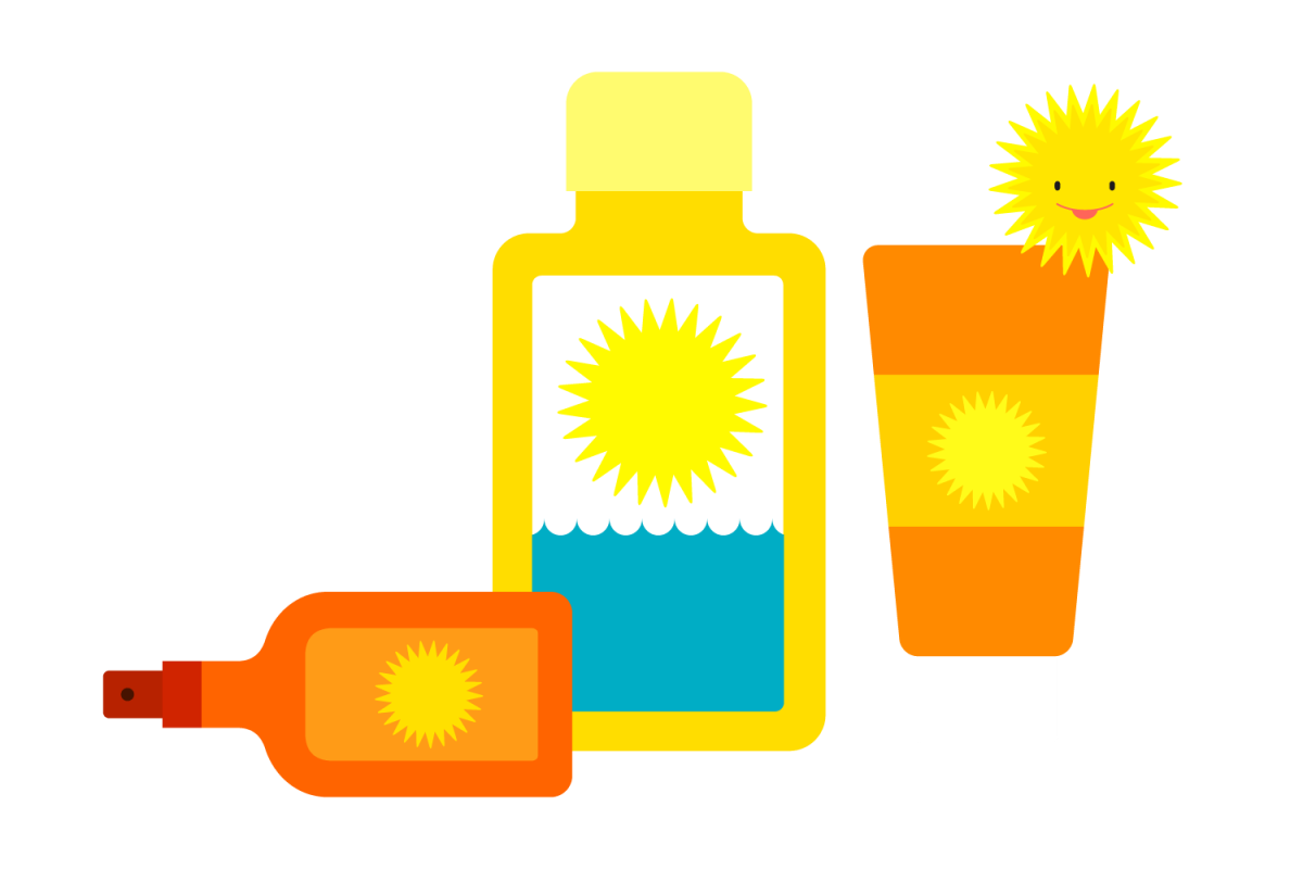 Illustration von verschiedenen Sonnencremes zum Thema Sonnenschutz von Rike Hofmann