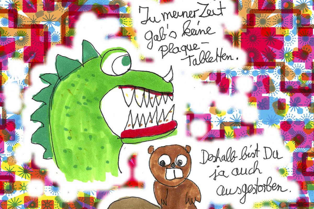 Humoristische Zeichnung eines Krokodils, das sagt