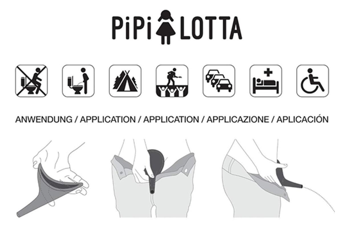 Anleitung und Anwendungsmöglichkeiten für das Pipilotta Frauenurinal als Piktogramm